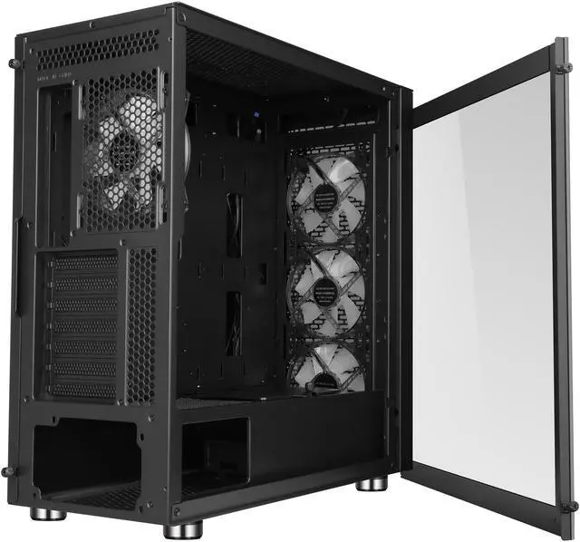 Alt view image 16 of 20 - DIYPC IDX7-BK-ARGB Black Steel / Tempered Glass ATX Mid Tower Computer Case with 4 x 120mm Halo ARGB LED Fans Pre-Installed
