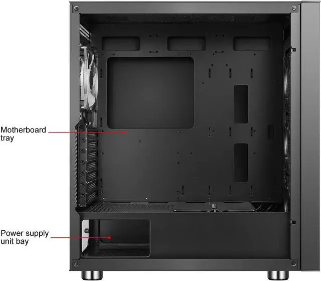 Alt view image 12 of 20 - DIYPC IDX7-BK-ARGB Black Steel / Tempered Glass ATX Mid Tower Computer Case with 4 x 120mm Halo ARGB LED Fans Pre-Installed