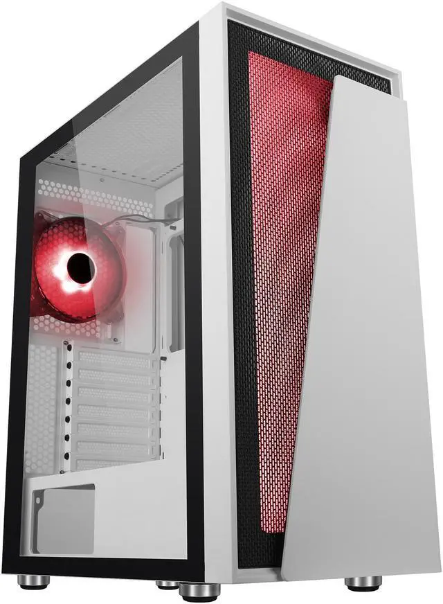 Alt view image 2 of 19 - DIYPC IDX1-W-ARGB White Steel / Tempered Glass ATX Mid Tower Computer Case with 1 x 120mm Halo ARGB LED Fan Pre-Installed