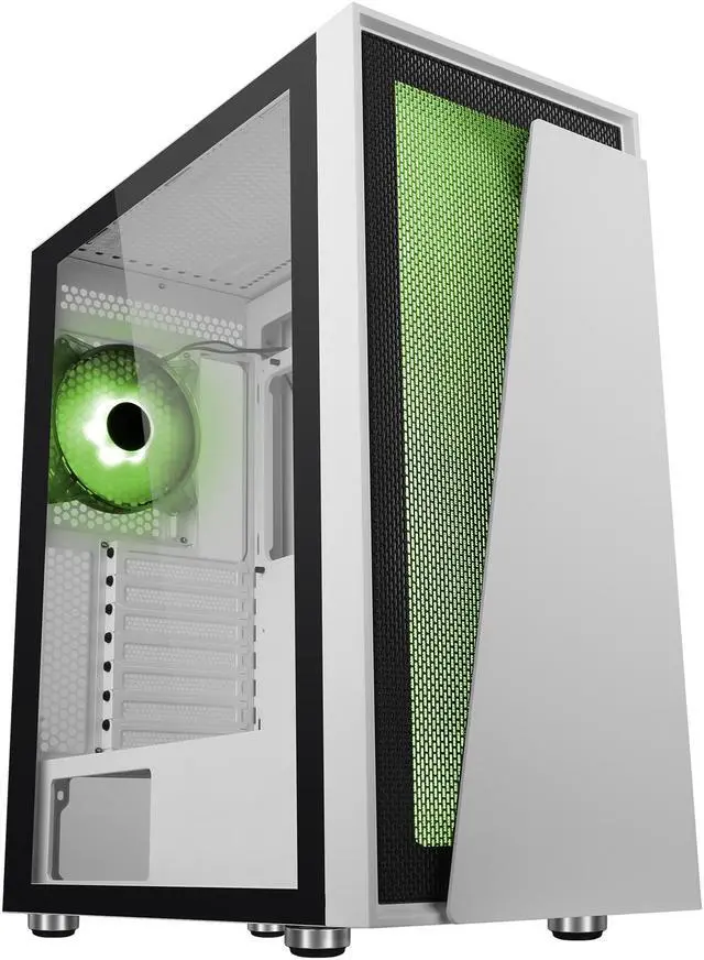 Alt view image 5 of 19 - DIYPC IDX1-W-ARGB White Steel / Tempered Glass ATX Mid Tower Computer Case with 1 x 120mm Halo ARGB LED Fan Pre-Installed