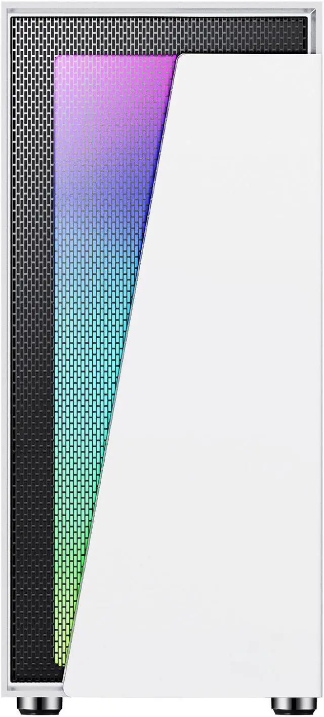 Alt view image 9 of 19 - DIYPC IDX1-W-ARGB White Steel / Tempered Glass ATX Mid Tower Computer Case with 1 x 120mm Halo ARGB LED Fan Pre-Installed