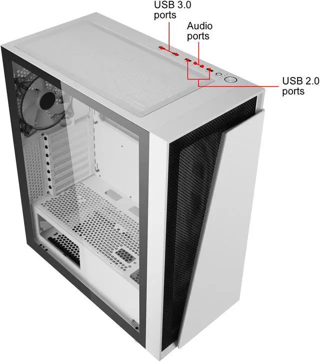 Alt view image 11 of 19 - DIYPC IDX1-W-ARGB White Steel / Tempered Glass ATX Mid Tower Computer Case with 1 x 120mm Halo ARGB LED Fan Pre-Installed