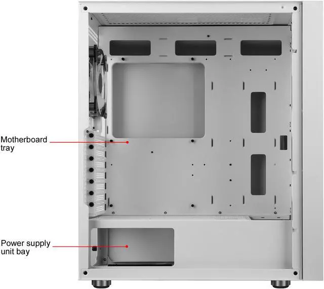 Alt view image 15 of 19 - DIYPC IDX1-W-ARGB White Steel / Tempered Glass ATX Mid Tower Computer Case with 1 x 120mm Halo ARGB LED Fan Pre-Installed