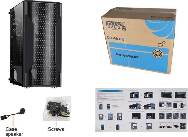 Alt view image 13 of 13 - DIYPC DIY-A9-BK Black USB3.0 Steel /Tempered Glass ATX Mid Tower Computer Case, 1x120mm Fan x Rear (Pre-Installed)