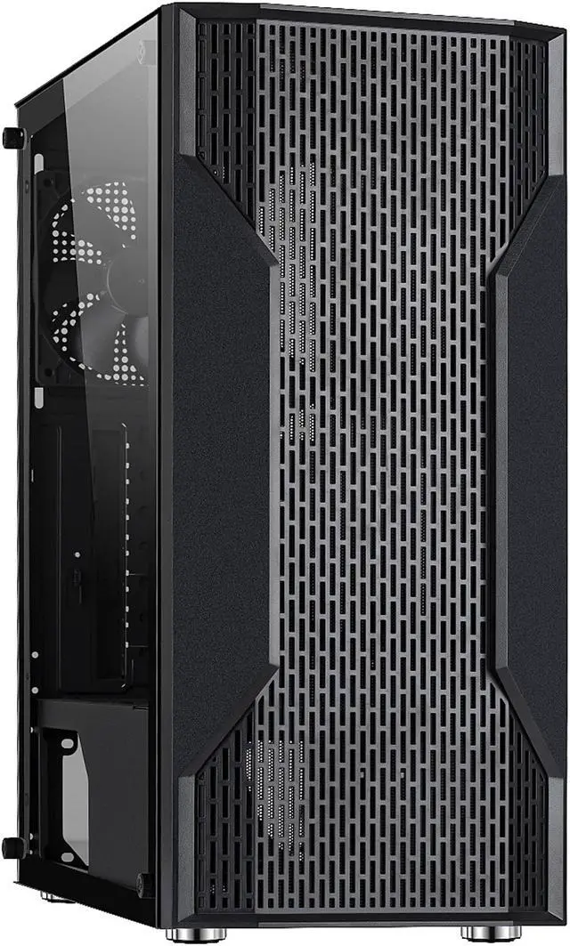 Main image of DIYPC DIY-A9-BK Black USB3.0 Steel /Tempered Glass ATX Mid Tower Computer Case, 1x120mm Fan x Rear (Pre-Installed)