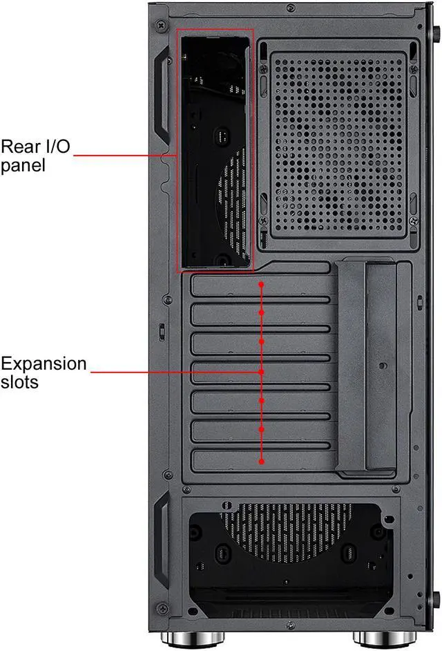 Alt view image 12 of 13 - DIYPC DIY-A9-BK Black USB3.0 Steel /Tempered Glass ATX Mid Tower Computer Case, 1x120mm Fan x Rear (Pre-Installed)