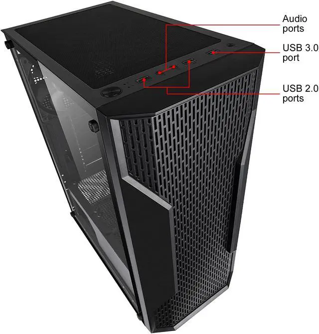 Alt view image 6 of 13 - DIYPC DIY-A9-BK Black USB3.0 Steel /Tempered Glass ATX Mid Tower Computer Case, 1x120mm Fan x Rear (Pre-Installed)