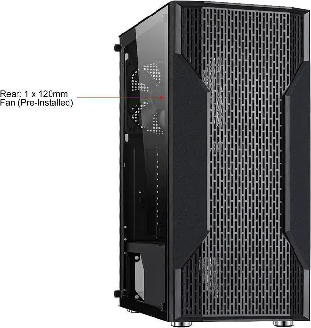 Alt view image 2 of 13 - DIYPC DIY-A9-BK Black USB3.0 Steel /Tempered Glass ATX Mid Tower Computer Case, 1x120mm Fan x Rear (Pre-Installed)