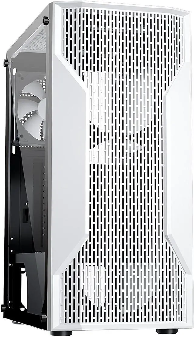 Main image of DIYPC DIY-A9-W White USB3.0 Steel /Tempered Glass ATX Mid Tower Computer Case, 1 x 120mm White Fan x Rear (Pre-Installed)