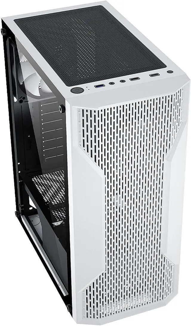 Alt view image 7 of 13 - DIYPC DIY-A9-W White USB3.0 Steel /Tempered Glass ATX Mid Tower Computer Case, 1 x 120mm White Fan x Rear (Pre-Installed)