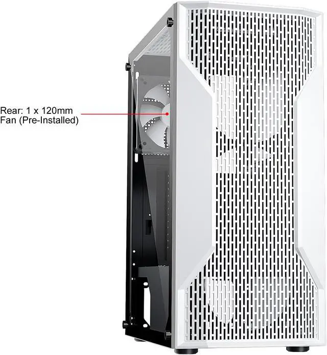 Alt view image 2 of 13 - DIYPC DIY-A9-W White USB3.0 Steel /Tempered Glass ATX Mid Tower Computer Case, 1 x 120mm White Fan x Rear (Pre-Installed)