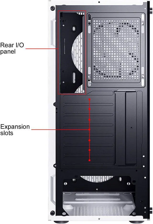 Alt view image 12 of 13 - DIYPC DIY-A9-W White USB3.0 Steel /Tempered Glass ATX Mid Tower Computer Case, 1 x 120mm White Fan x Rear (Pre-Installed)