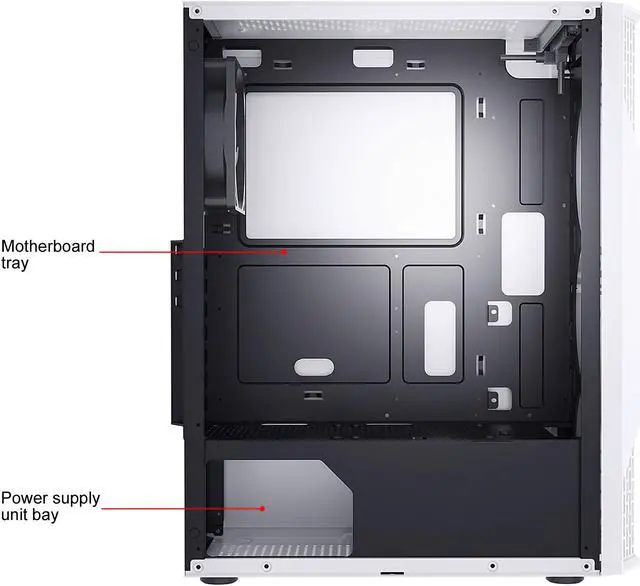 Alt view image 6 of 13 - DIYPC DIY-A9-W White USB3.0 Steel /Tempered Glass ATX Mid Tower Computer Case, 1 x 120mm White Fan x Rear (Pre-Installed)