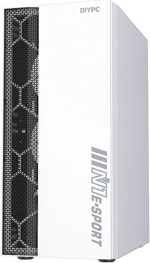 Alt view image 4 of 13 - DIYPC DIY-S08-W White USB 3.0 Steel / Tempered Glass ATX Mid Tower Computer Case, 1 x 120mm Fan x Rear (Pre-Installed)