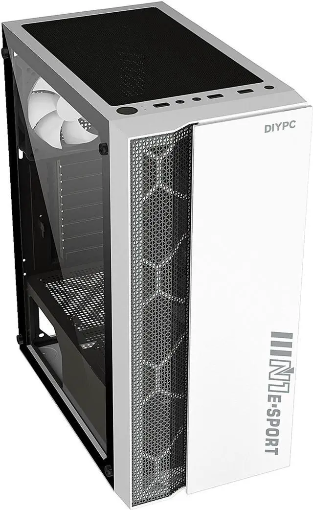 Alt view image 5 of 13 - DIYPC DIY-S08-W White USB 3.0 Steel / Tempered Glass ATX Mid Tower Computer Case, 1 x 120mm Fan x Rear (Pre-Installed)
