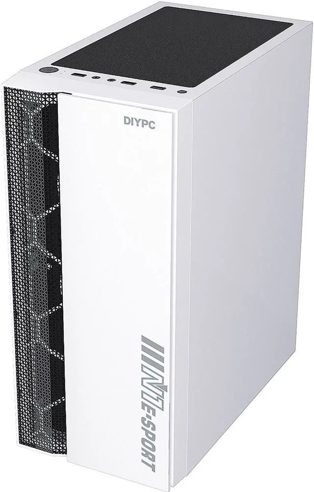 Alt view image 7 of 13 - DIYPC DIY-S08-W White USB 3.0 Steel / Tempered Glass ATX Mid Tower Computer Case, 1 x 120mm Fan x Rear (Pre-Installed)