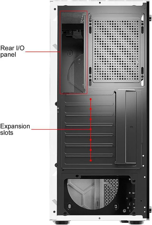 Alt view image 12 of 13 - DIYPC DIY-S08-W White USB 3.0 Steel / Tempered Glass ATX Mid Tower Computer Case, 1 x 120mm Fan x Rear (Pre-Installed)