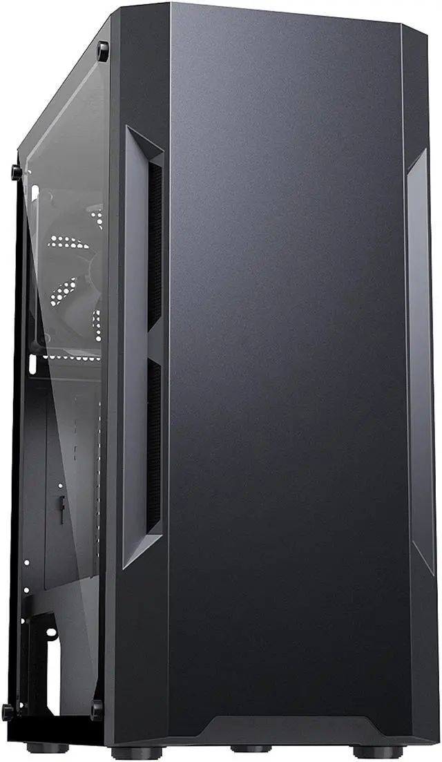 Main image of DIYPC DIY-F21-BK Black USB 3.0 Steel / Tempered Glass ATX Mid Tower Computer Case, 1 x 120mm Fan x Rear (Pre-Installed)