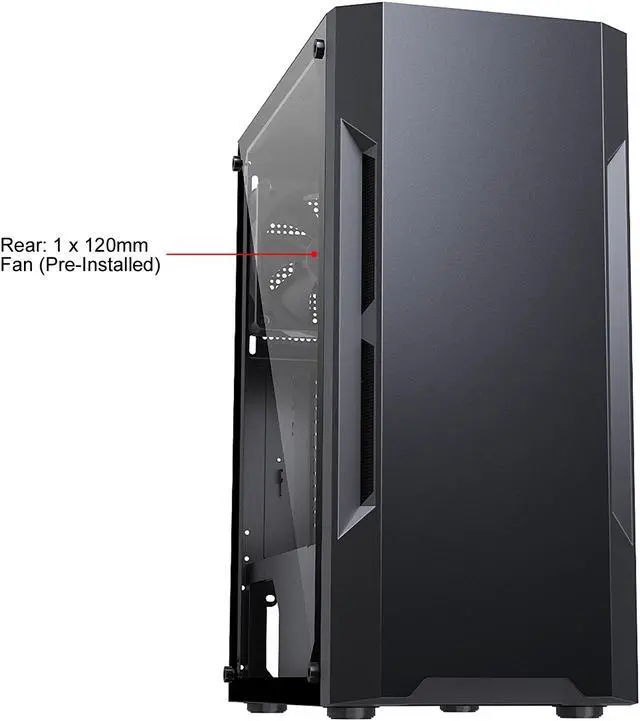 Alt view image 2 of 13 - DIYPC DIY-F21-BK Black USB 3.0 Steel / Tempered Glass ATX Mid Tower Computer Case, 1 x 120mm Fan x Rear (Pre-Installed)