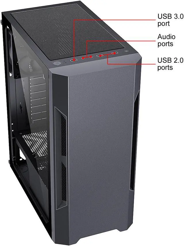 Alt view image 6 of 13 - DIYPC DIY-F21-BK Black USB 3.0 Steel / Tempered Glass ATX Mid Tower Computer Case, 1 x 120mm Fan x Rear (Pre-Installed)