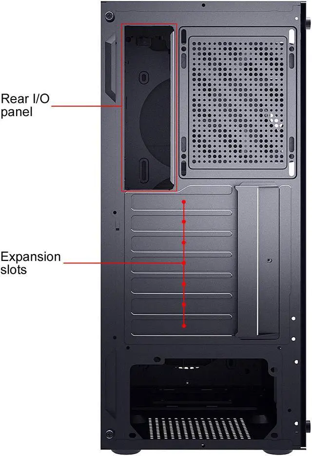 Alt view image 10 of 13 - DIYPC DIY-F21-BK Black USB 3.0 Steel / Tempered Glass ATX Mid Tower Computer Case, 1 x 120mm Fan x Rear (Pre-Installed)