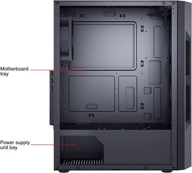 Alt view image 12 of 13 - DIYPC DIY-F21-BK Black USB 3.0 Steel / Tempered Glass ATX Mid Tower Computer Case, 1 x 120mm Fan x Rear (Pre-Installed)