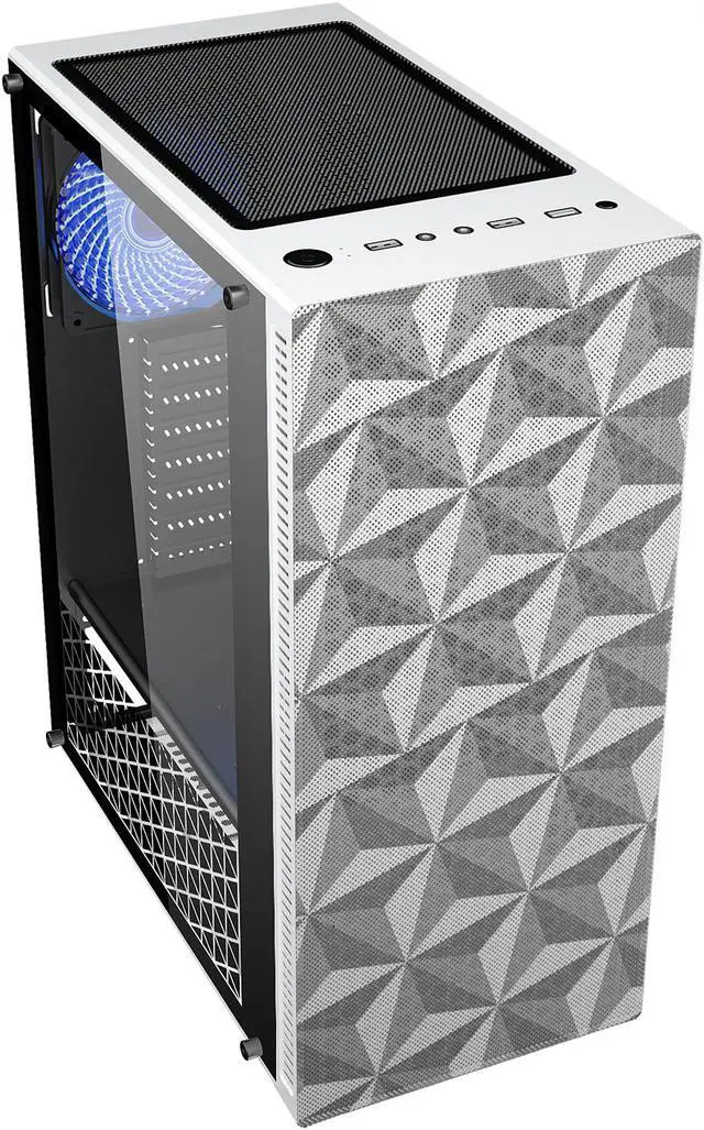 Alt view image 4 of 9 - DIYPC DIY-Mesh-W Black / White Steel / Magnetic Tempered Glass ATX Mid Tower Computer Case