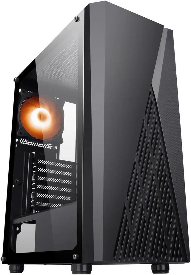 Alt view image 3 of 20 - DIYPC S1-BK-ARGB Black USB3.0 Steel/ Tempered Glass ATX Mid Tower Gaming Computer Case w/ Addressable RGB LED Strip on Front Panel, 1 x 120mm ARGB LED Fan x Rear