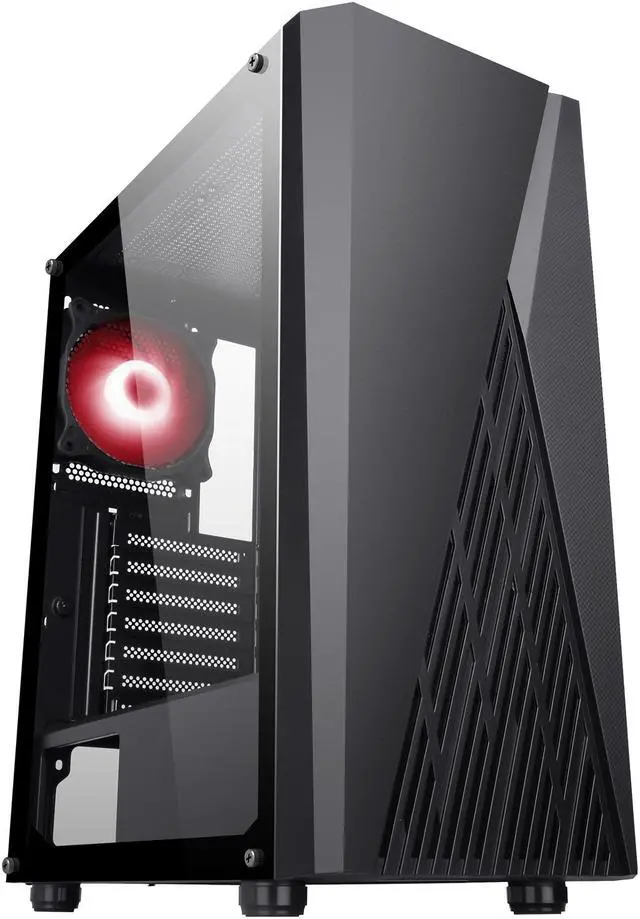 Alt view image 2 of 20 - DIYPC S1-BK-ARGB Black USB3.0 Steel/ Tempered Glass ATX Mid Tower Gaming Computer Case w/ Addressable RGB LED Strip on Front Panel, 1 x 120mm ARGB LED Fan x Rear
