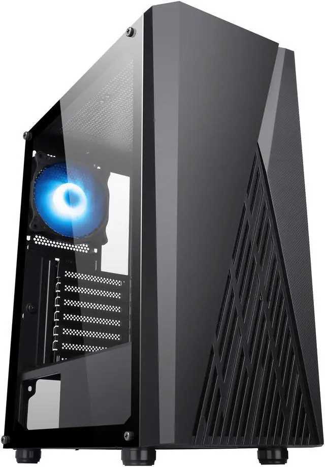 Alt view image 7 of 20 - DIYPC S1-BK-ARGB Black USB3.0 Steel/ Tempered Glass ATX Mid Tower Gaming Computer Case w/ Addressable RGB LED Strip on Front Panel, 1 x 120mm ARGB LED Fan x Rear