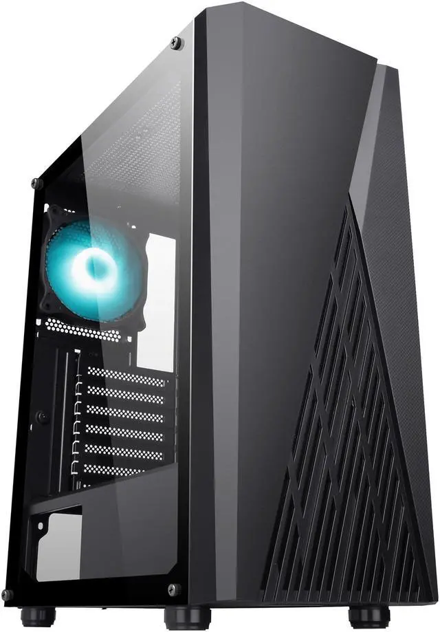 Alt view image 6 of 20 - DIYPC S1-BK-ARGB Black USB3.0 Steel/ Tempered Glass ATX Mid Tower Gaming Computer Case w/ Addressable RGB LED Strip on Front Panel, 1 x 120mm ARGB LED Fan x Rear