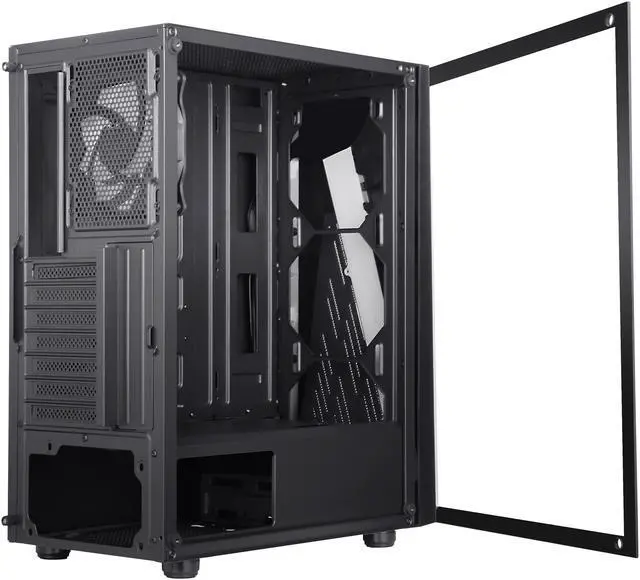 Alt view image 18 of 20 - DIYPC S1-BK-ARGB Black USB3.0 Steel/ Tempered Glass ATX Mid Tower Gaming Computer Case w/ Addressable RGB LED Strip on Front Panel, 1 x 120mm ARGB LED Fan x Rear