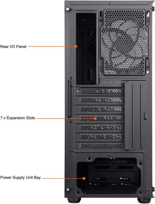 Alt view image 20 of 20 - DIYPC S1-BK-ARGB Black USB3.0 Steel/ Tempered Glass ATX Mid Tower Gaming Computer Case w/ Addressable RGB LED Strip on Front Panel, 1 x 120mm ARGB LED Fan x Rear
