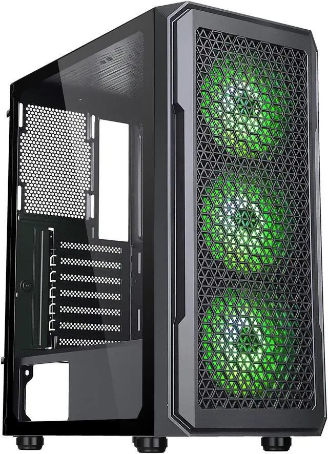 Alt view image 7 of 20 - DIYPC S3-BK-ARGB Black USB3.0 Steel/ Tempered Glass ATX Mid Tower Gaming Computer Case w/ Tempered Glass Panel and 3 x ARGB LED Fans x Front (Pre-Installed)