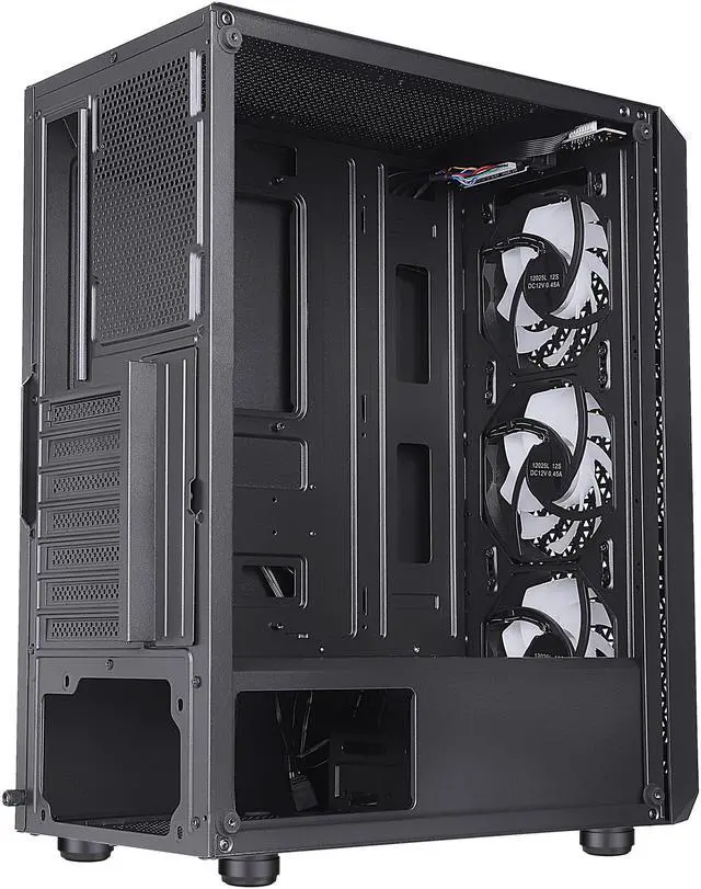 Alt view image 19 of 20 - DIYPC S3-BK-ARGB Black USB3.0 Steel/ Tempered Glass ATX Mid Tower Gaming Computer Case w/ Tempered Glass Panel and 3 x ARGB LED Fans x Front (Pre-Installed)