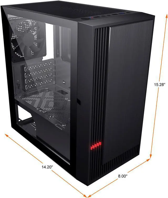 Alt view image 7 of 12 - DIYPC DIY-A5-BK Black Steel / Magnetic Tempered Glass Micro ATX Tower Computer Case