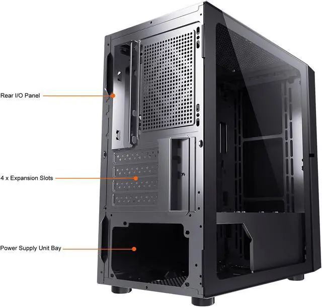 Alt view image 11 of 12 - DIYPC DIY-A5-BK Black Steel / Magnetic Tempered Glass Micro ATX Tower Computer Case