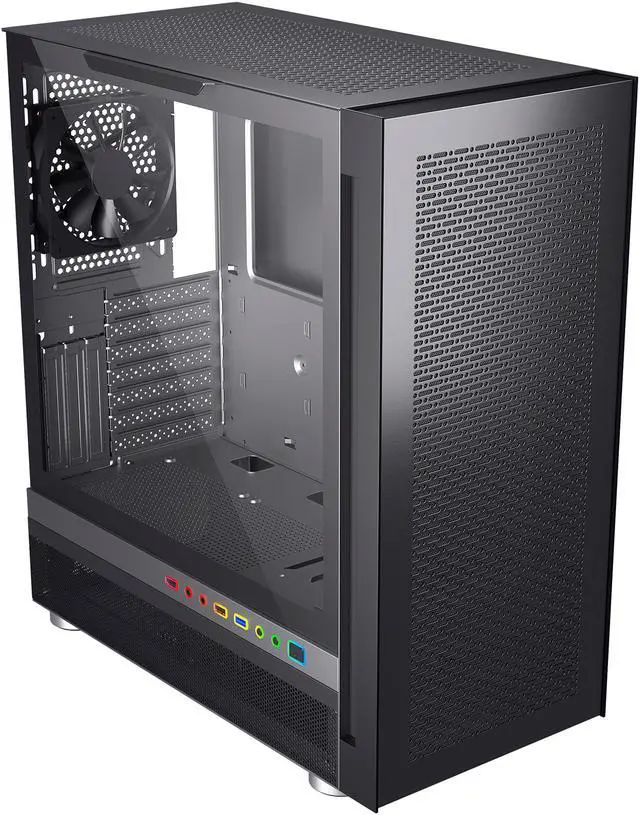 Alt view image 3 of 11 - DIYPC IDX6-BK-RGB Black Steel / Tempered Glass ATX Mid Tower Computer Case