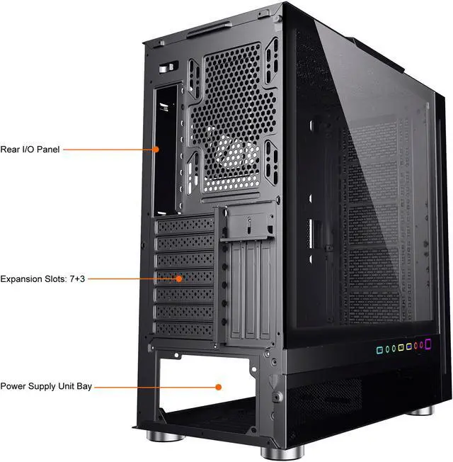 Alt view image 10 of 11 - DIYPC IDX6-BK-RGB Black Steel / Tempered Glass ATX Mid Tower Computer Case