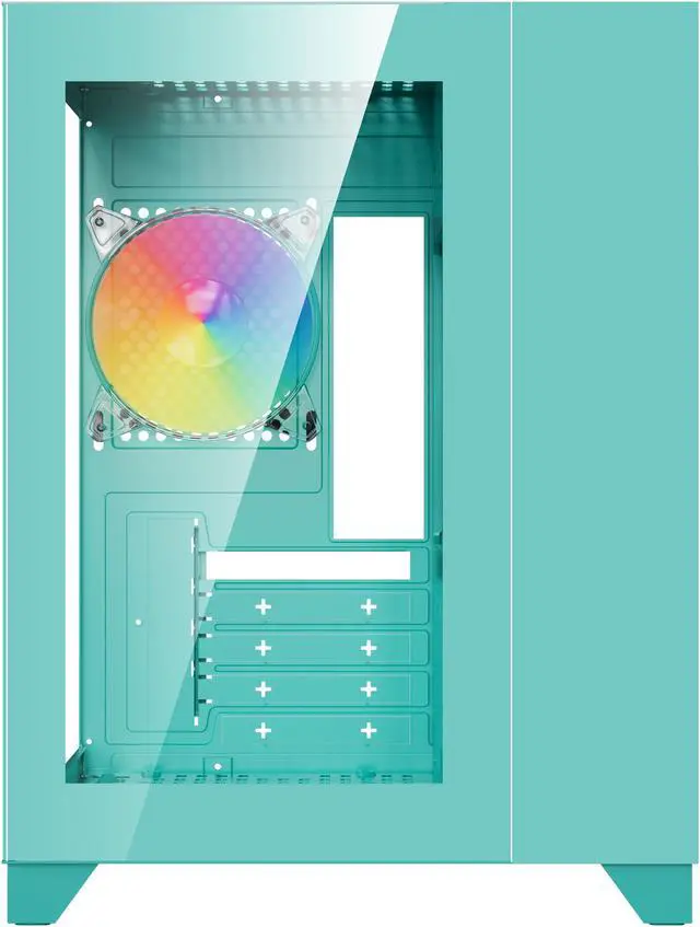 Alt view image 3 of 8 - DIYPC ARGB-Q3-Green USB3.0 Tempered Glass Micro ATX Green Gaming Computer Case w/ Dual Tempered Glass Panel and 3 x ARGB Fans (Pre-Installed)