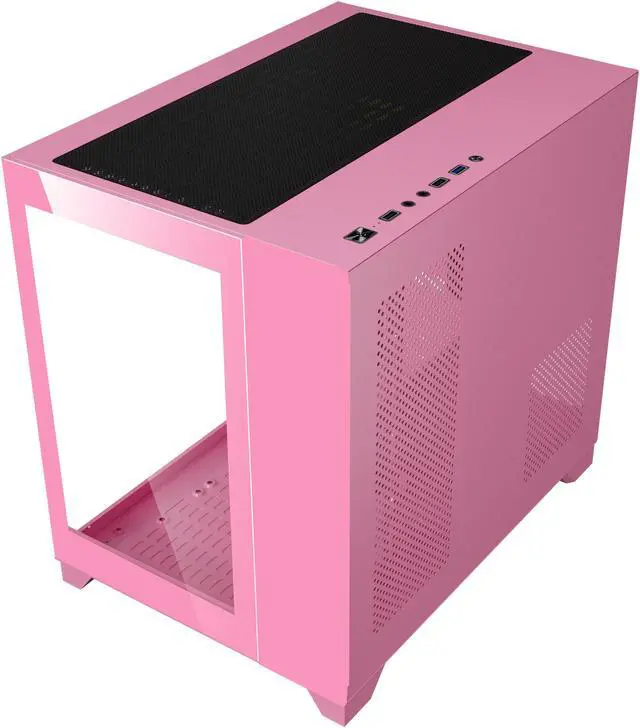 Alt view image 5 of 8 - DIYPC ARGB-Q3-Pink Pink USB3.0 Tempered Glass Micro ATX Gaming Computer Case w/ Dual Tempered Glass Panel and 3 x ARGB Fans (Pre-Installed)