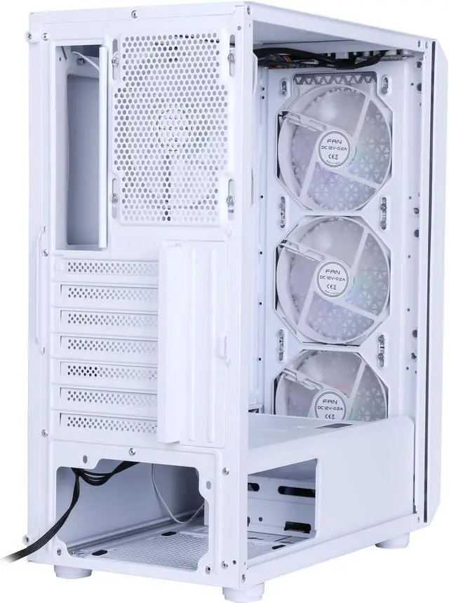 Alt view image 11 of 12 - DIYPC S3-W-LED White USB3.0 Steel ATX Mid Tower Gaming Computer Case w/ 4 x 120mm Autoflow Rainbow LED Fans x Front (Pre-Installed)