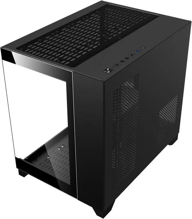 Alt view image 6 of 9 - DIYPC ARGB-Q1.V2-BK Black USB3.0 Tempered Glass Micro ATX Gaming Computer Case w/Frameless Dual Tempered Glass Panel and 3 x ARGB 120mm Fans (Pre-Installed)