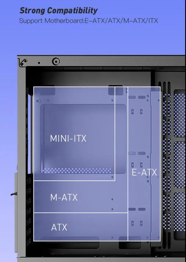 Alt view image 10 of 16 - DIYPC ARGB-Q10-BK Black USB3.0 ATX Mid Tower Gaming Computer Case w/ Frameless Dual Tempered Glass Panel and 4 x ARGB 120mm Fans (Pre-Installed), Support 360mm AIO