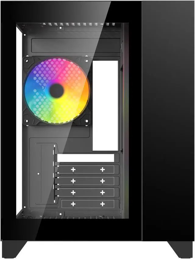 Alt view image 3 of 9 - DIYPC ARGB-Q3.v2-BK Black USB3.0 Tempered Glass Micro ATX Gaming Computer Case w/ Dual Tempered Glass Panel and 3 x ARGB Fans (Pre-Installed)