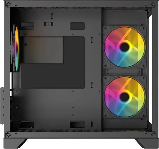 Alt view image 5 of 9 - DIYPC ARGB-Q3.v2-BK Black USB3.0 Tempered Glass Micro ATX Gaming Computer Case w/ Dual Tempered Glass Panel and 3 x ARGB Fans (Pre-Installed)