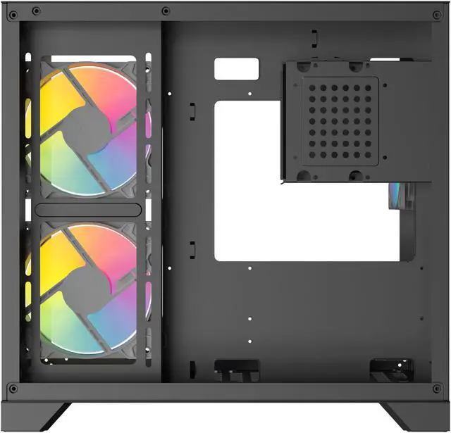 Alt view image 6 of 9 - DIYPC ARGB-Q3.v2-BK Black USB3.0 Tempered Glass Micro ATX Gaming Computer Case w/ Dual Tempered Glass Panel and 3 x ARGB Fans (Pre-Installed)