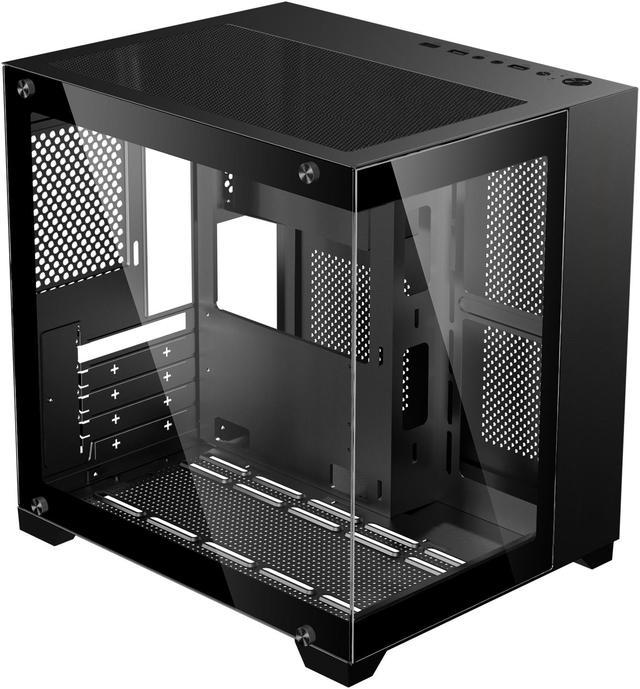 DIYPC DIY-CUBE01-BK Black USB3.0 Tempered Glass Micro ATX Gaming Computer  Case w/ Dual Tempered Glass Panel. Fans Not Included 
