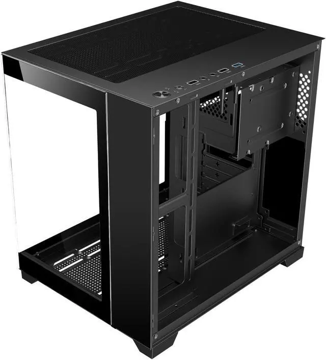 Alt view image 5 of 6 - DIYPC DIY-CUBE01-BK Black USB3.0 Tempered Glass Micro ATX Gaming Computer Case w/ Dual Tempered Glass Panel. Fans Not Included