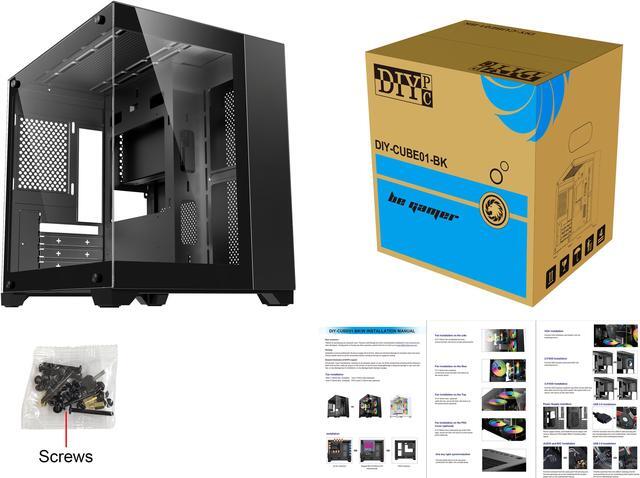 Alt view image 6 of 6 - DIYPC DIY-CUBE01-BK Black USB3.0 Tempered Glass Micro ATX Gaming Computer Case w/ Dual Tempered Glass Panel. Fans Not Included